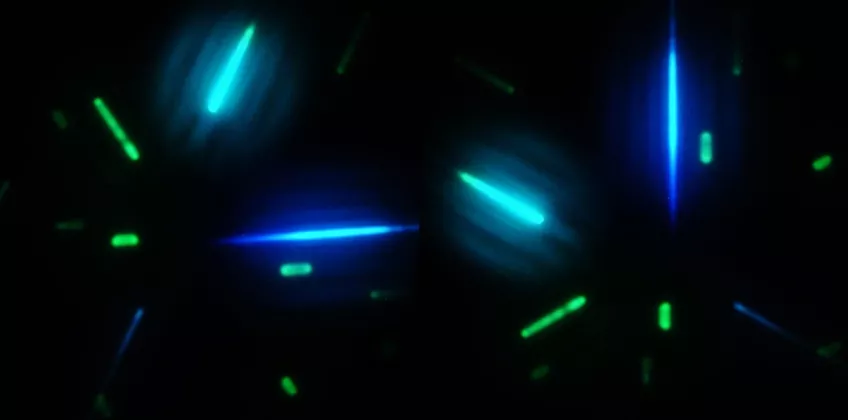 Photo of luminescence in green and blue.